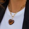 Adjustable Heart Shaped Necklace Lightweight Resin Charm Stainless Steel Chain Fashion Jewelry Gift
