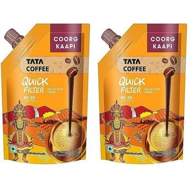 Tata Coffee Schnellfilter Coorg Kaapi Aufguss Flüssigkeit, Kaffee 80, Zichorie 20, 200 ml (2er-Pack)