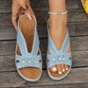 Fashion Female Shoes Low Ladies' Slippers Fretwork Heels Platform Big Size On A Wedge 2025 Summer Rome Fabric Rubber Slides PU Hoof