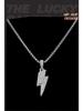 Trendy Silver Hip-Hop Lightning Pendant Necklace with Zircon for Men and Women