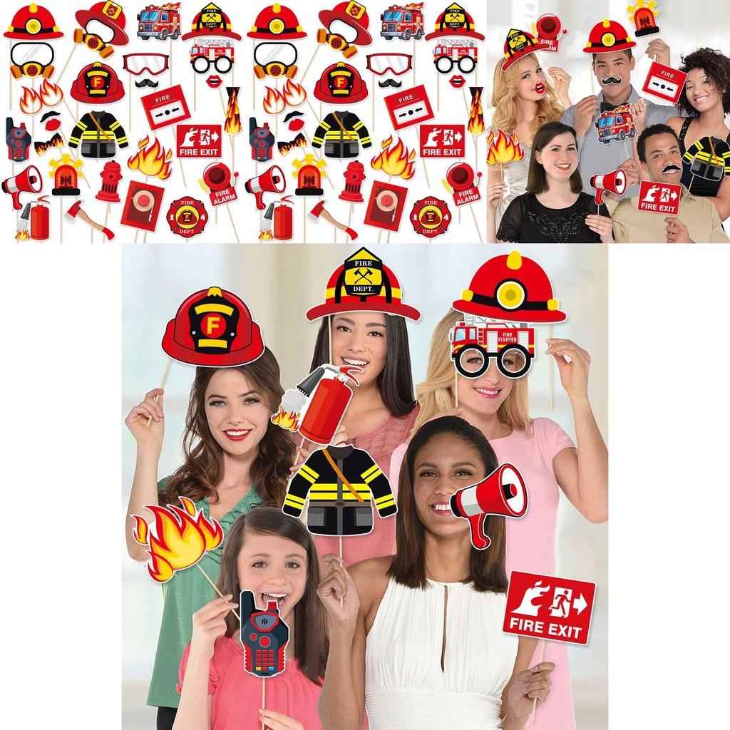 Themed Firefighting Birthday Party Decoration Wacky Handheld Photo Props