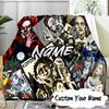 Custom Name Halloween Horror Icons Blanket  Ideal Bedding Blanket Perfect for Travel, Camping, Living Rooms, Offices, Sofas, Fan Christmas gift