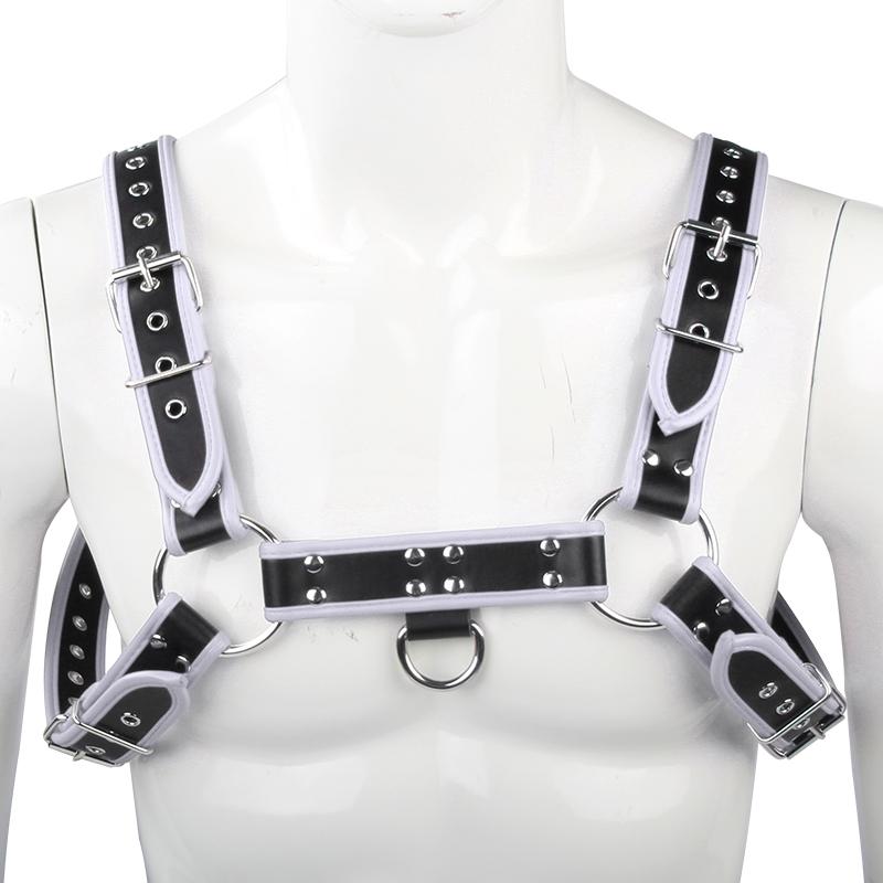 Adjustable Gay Body Bondage Harness Strap Fetish Gay Clothing Chest Faux Leather Harness Belts