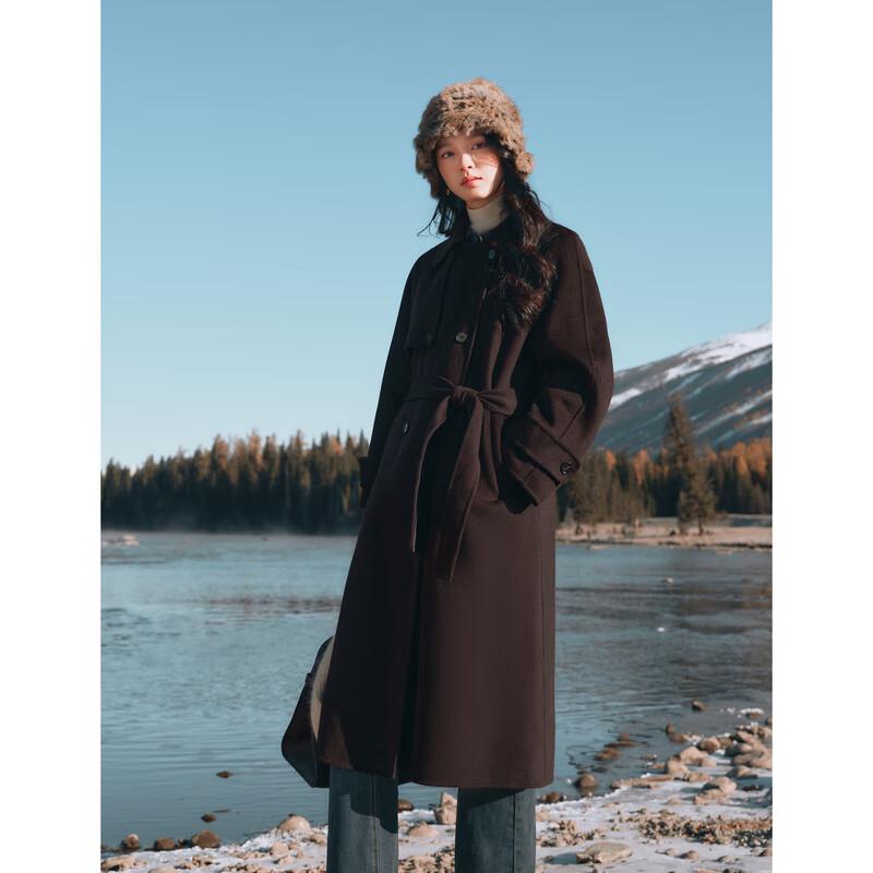

Autumn Water Lady 2025 Winter Lapel Wool Blend Coat S