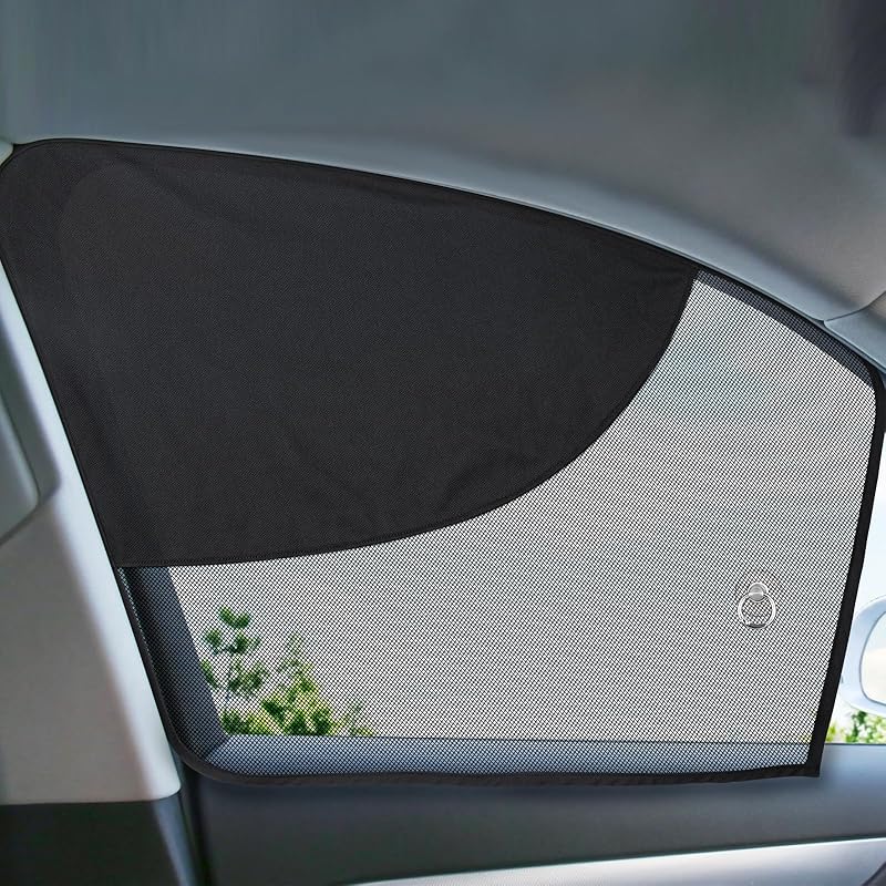 Car Window Shades, 2 Pcs Half Blackout & Half See-Through Magnetic Sun Shade For Rear Window Covers With Fixed Suction Cups,Car Curta For Baby Front Window