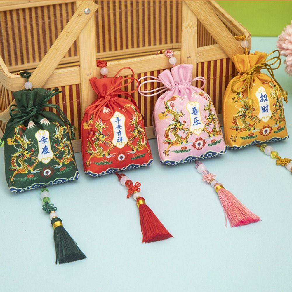 Hanging Dragon Year Cloth Sachet New Year Lucky Bag Perfume Spice Bag Antique Car Pendant  Girl
