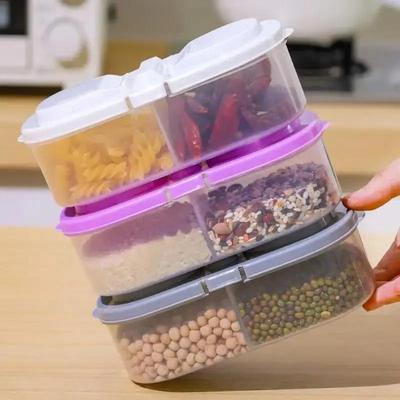 Gemüseaufbewahrungsbox Lebensmittel Gewürze Versiegelte Plastikbox Reise Lunchboxen 2 Fächer Getreide Versiegeltes Glas Küche Obst