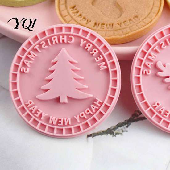 Creative Holiday Kitchen Gadgets 9 Pcs Christmas Cookie Cutter with Stamps Set, 3D Pressable Biscuit Plunger Mold, New Year Baking Tools Gingerbread