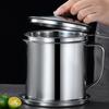 1.3L Oil Can Kitchen Oil Filter Cup Household Filter Mesh Oil for Tank Pot Leak Oil Leaking Storage Stainless Steel Mate