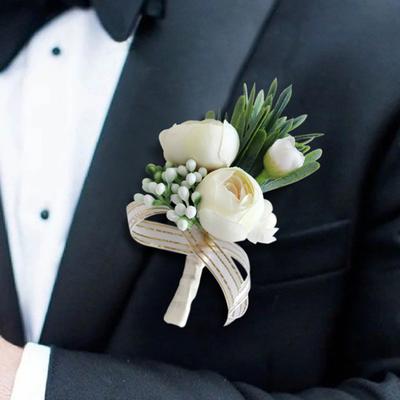 Anstecknadel mit Blumenmuster, hohe Simulation, festlich, dekorativ, helle Farbe, handgefertigt, für den Bräutigam und den Bräutigam im Knopfloch für Bankette