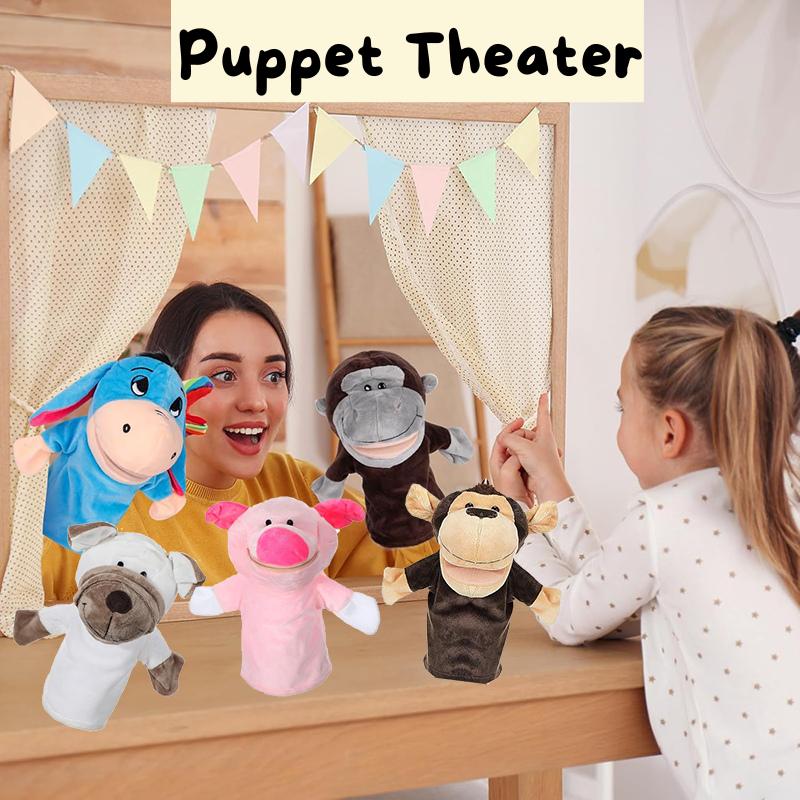 4-12Pcs Animal Hand Puppets Stuffed Plush Animals with Working Mouth for Party Favors Birthday Gifts Storytelling Theater 25cm