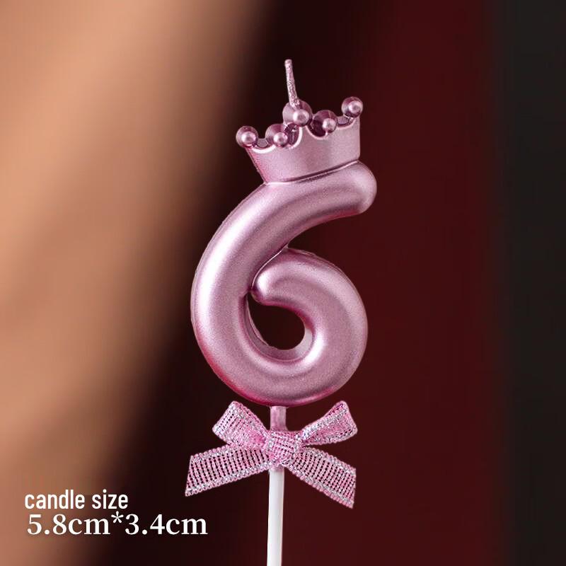 Alchemist Rose Gold Crown Bow Number 6 Birthday Candle