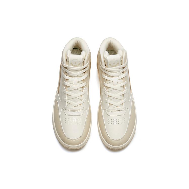 New Anta Wear Resistant Coverage High Top Skateboard Shoes Men's Light Beige White 912238013-5