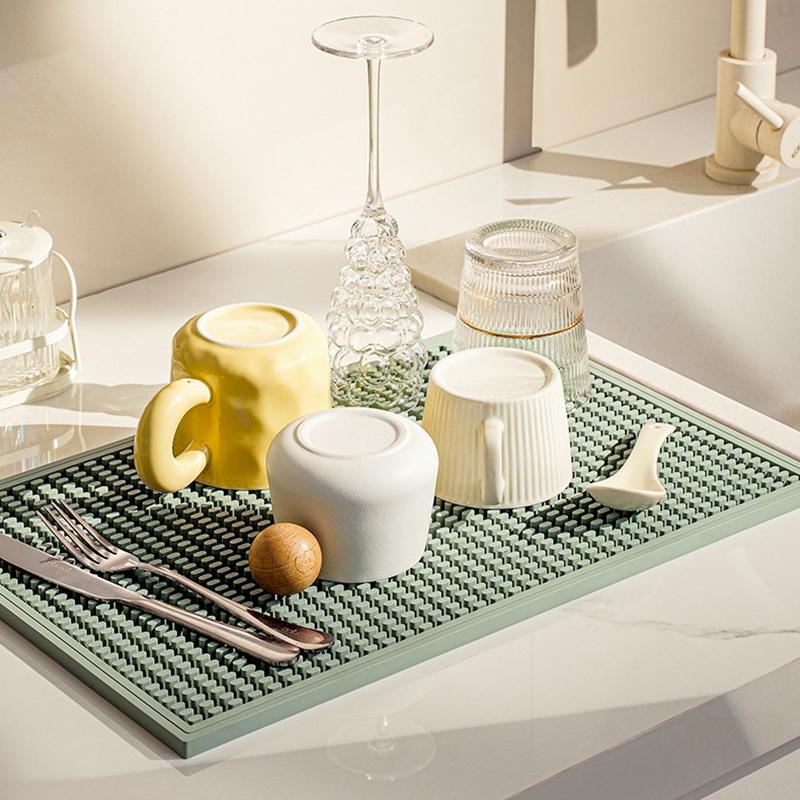 3 Pcs Silicone Quick-drying Non-slip Easy-to-clean Heat-resistant Dish Mat Set