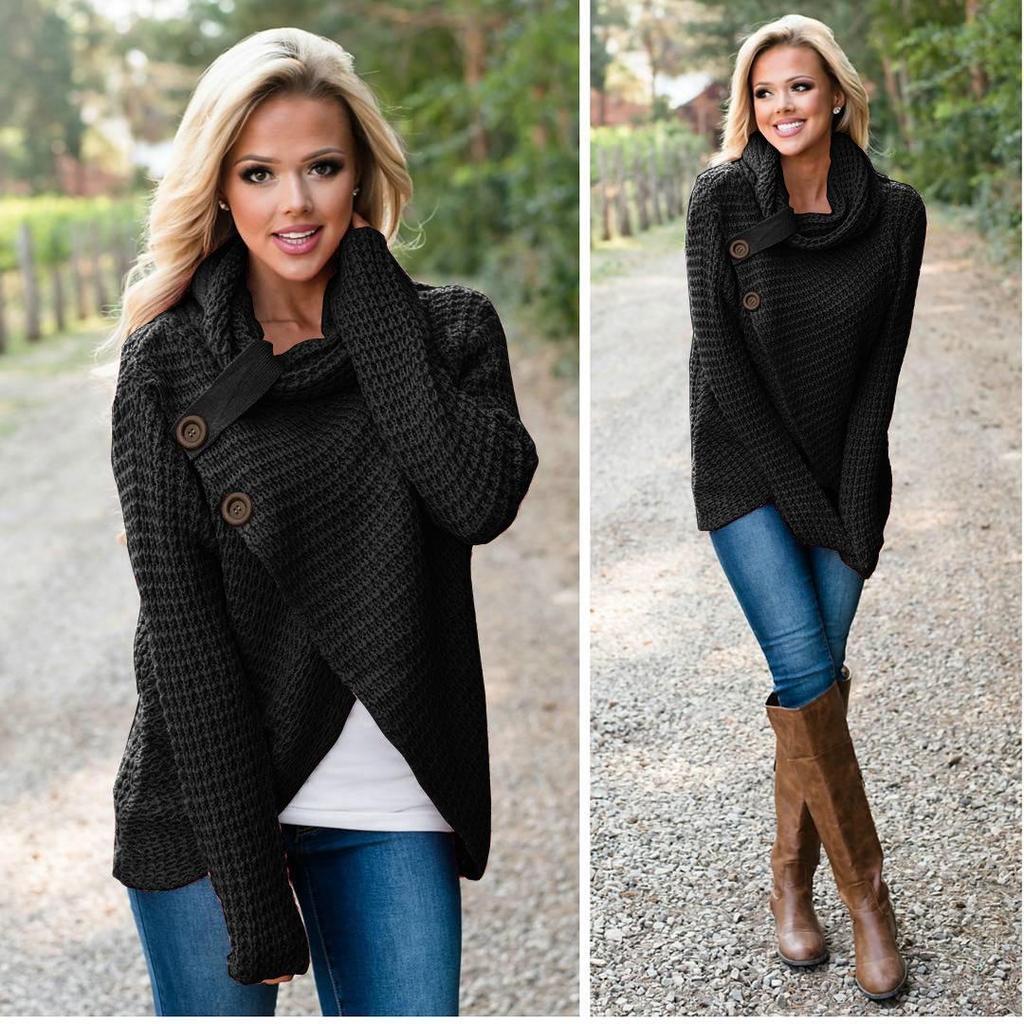 2026 Autumn-Winter Women's Long Sleeve Irregular Knit Sweater - European & American Trend
