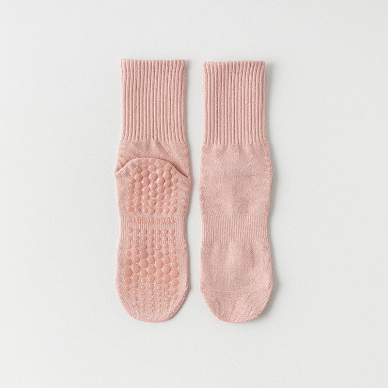 

Носки для йоги, Женские хлопковые носки, Летние носки до середины икры для фитнеса, танцев, профессионального пилатеса, Противоскользящие спортивные бесшовные носки для пола 1 pair розовый