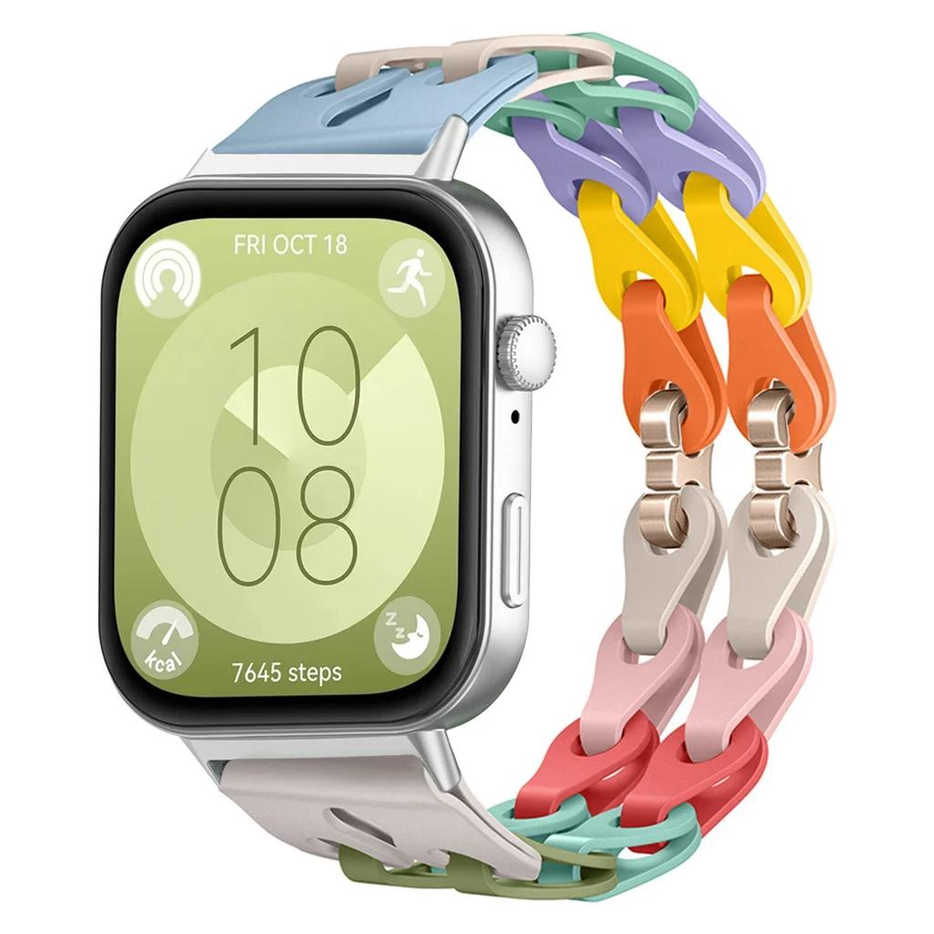 Silicone Chain Strap For Huawei Watch Fit 4 3 2 1 Wristband Bracelet Adjustable Band 18mm 20mm Replacement Strap