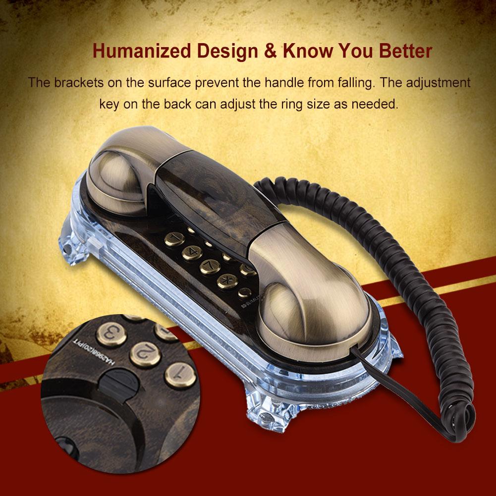 Antique Retro Wall Mounted Telephone Corded Phone Landline Fashion Telephone Bronze