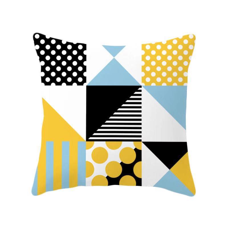 Yellow Geometric Theme Throw Pillow Covers With Digital Printing Of Short Plush Fabric Car-Shaped Sofa Cushion Office Home Decor