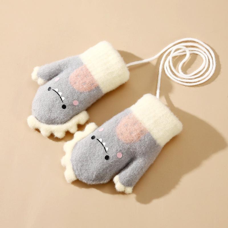 Children's New Winter Warmth and Thickened Gloves for Cold and Velvet Kids Baby Knitted Gloves Cartoon Children's Gloves