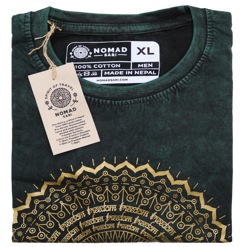 T Shirt Stone Washed Mandala Green XL