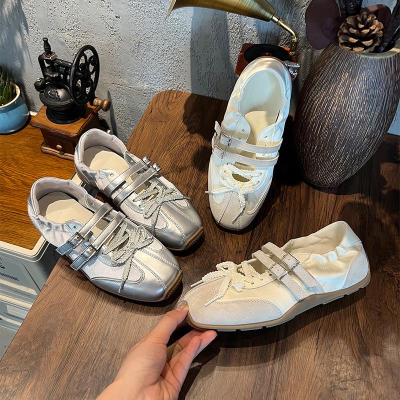 Leder Mary Jane Schuhe Sommer neue Sportschuhe Damenschuhe Retro Französisch lässig Schleife Ballerinas