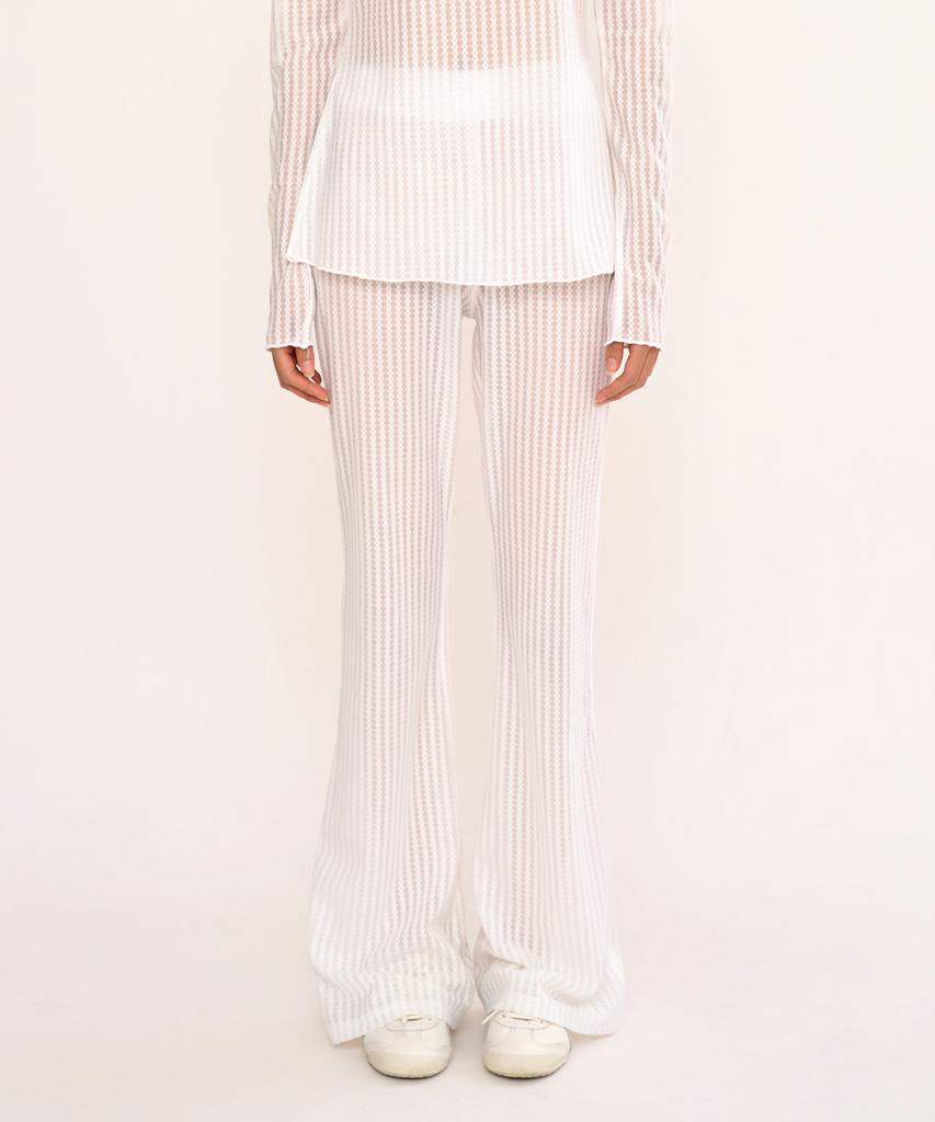 FANYOUNG See-Through Bootcut Leggings White