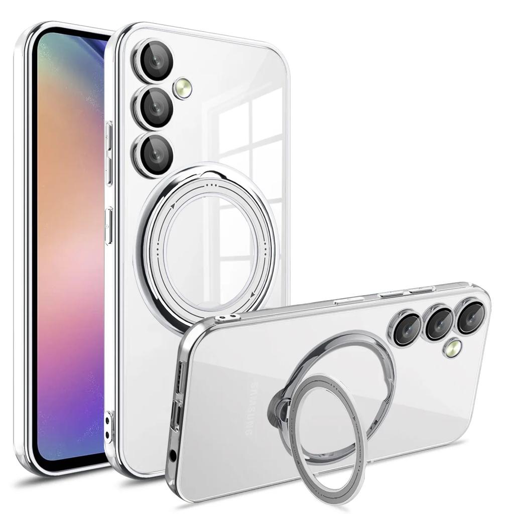 Průhledný kroužek MagSafe s magnetickým pouzdrem pro bezdrátové nabíjení pro Samsung Galaxy S24 S23 Ultra Plus FE A55 A35 A15 A54 A34 A14 5G
