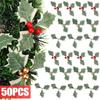 Simulated Red Fruit Leaves Christmas Holly Berries Plants DIY Wreath Gift Box Fake Plant Decor  Home Xmas New Year Decorations