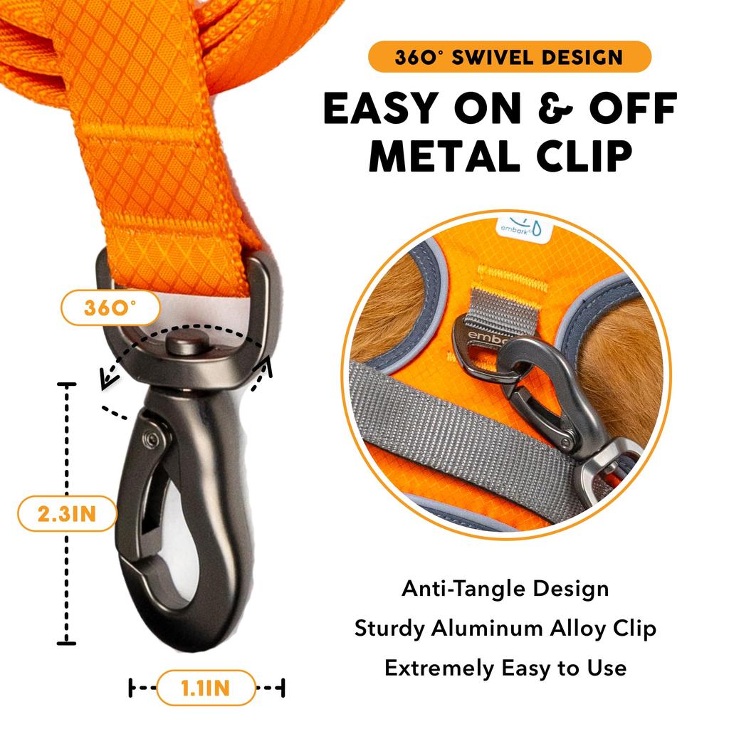 Embark Pets Adventure Leash for Dogs, Orange, 150cm (length) x 2.5cm (width)
