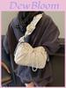 Nylon Shoulder Bag For Women With Drawstring Closure And Wrinkled Design For Daily Casual Wear