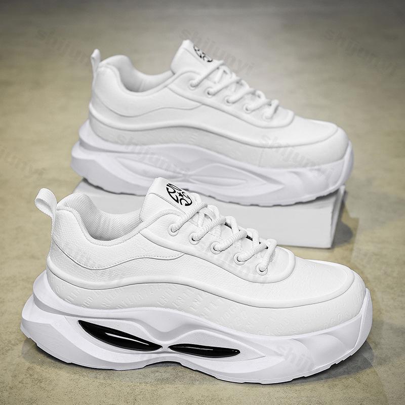 

Мода Мужская Мода Тренд Повседневные Низкие Кеды на Толстой Подошве 2025 Новые Весенние Износостойкие Удобные Нескользящие Ретро Платформенные кроссовки 39 белый