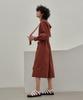 MITTE Shirring Belted Shirts Dress - Brick