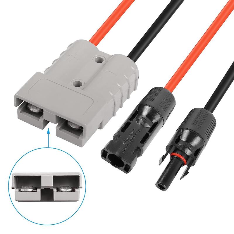 4Mm 12Awg Solar Panel Extension Cable With 50A Connector/Ring Terminal For Rv, Car Battery Charger Solar Panel Connect Adapter