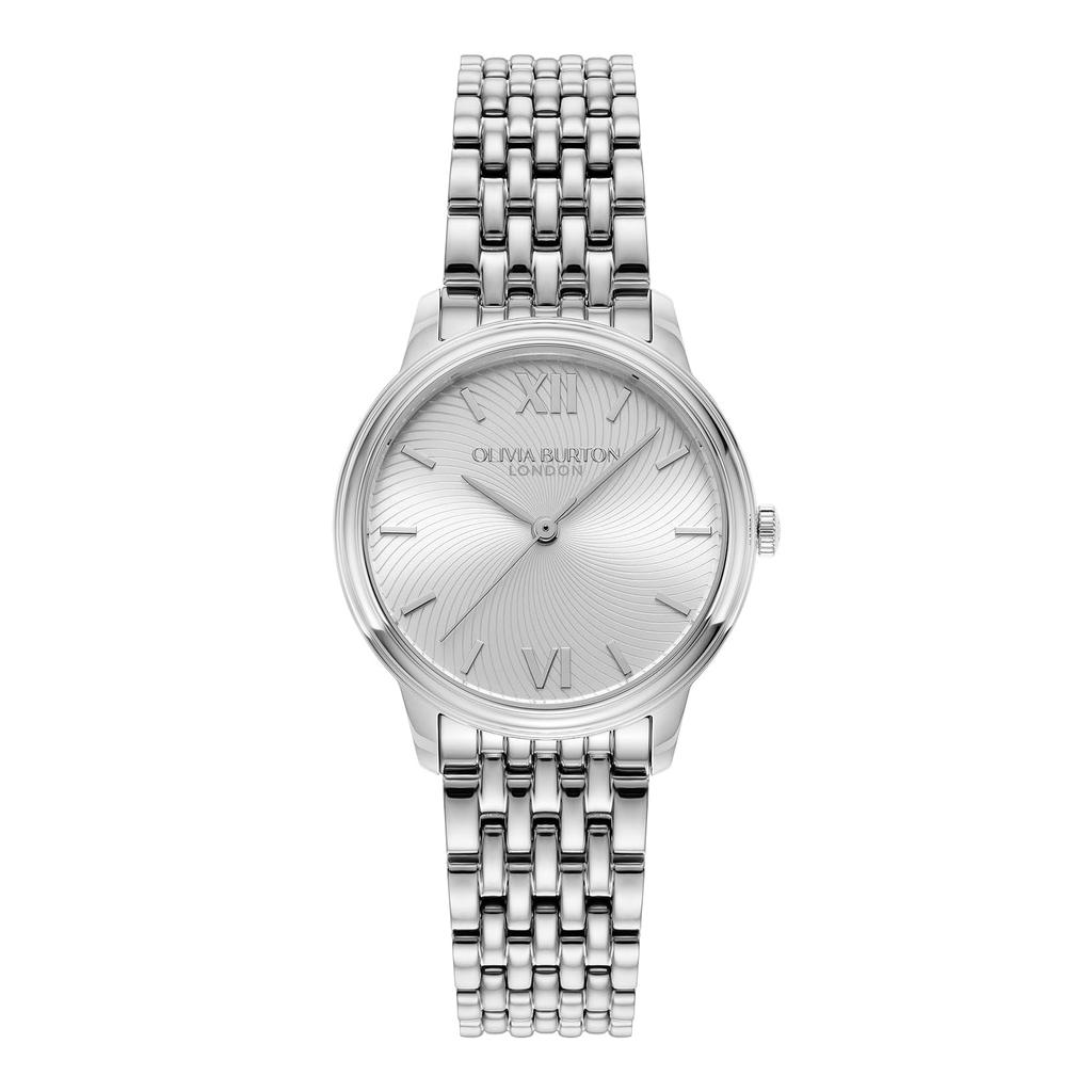 OLIVIA BURTON Classics Classic Silver with White Sunray Authentic Women's Watch, 24000129, 32mm, Swirl, Bracelet,