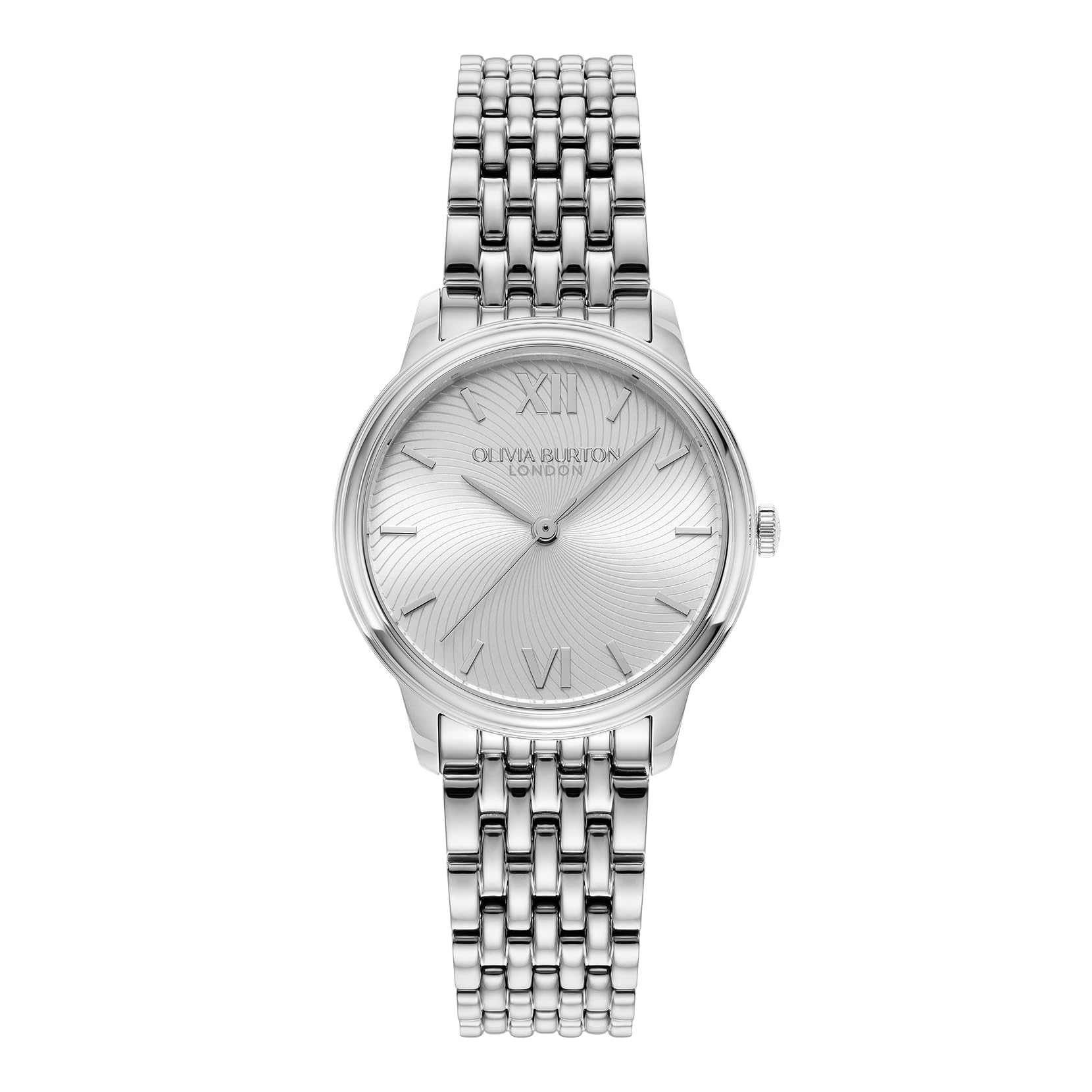

OLIVIA BURTON Classics Classic Silver с белым солнечным циферблатом Оригинальные женские часы, 24000129, 32 мм, Завиток, Браслет, белый