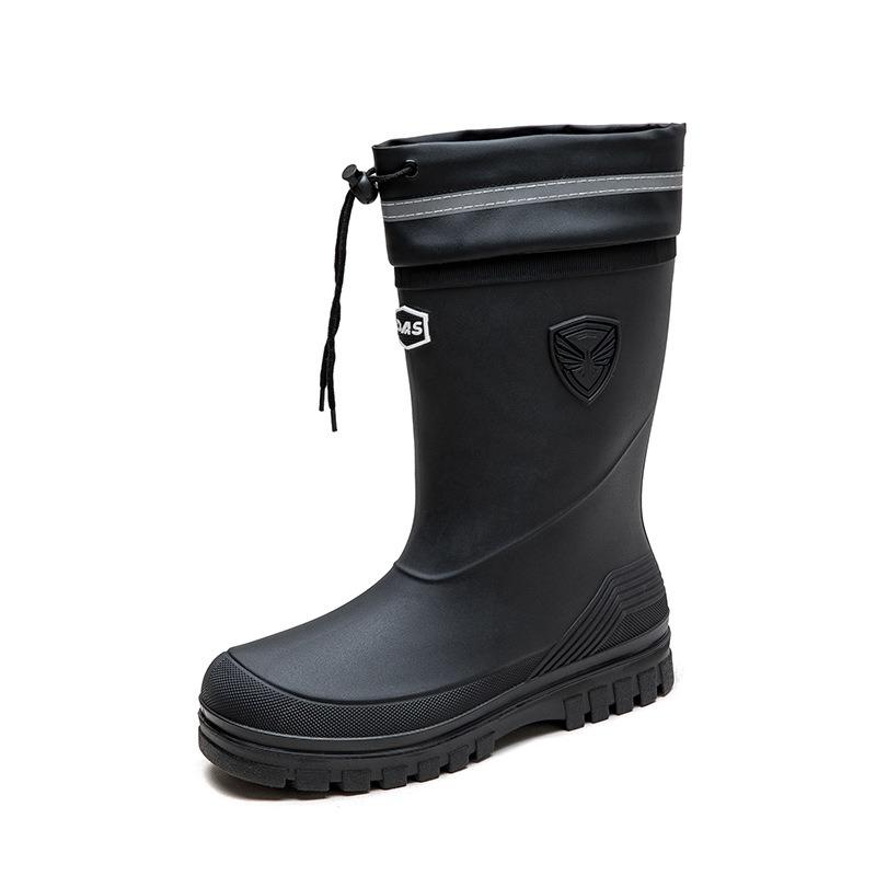 Bundle rain shoes men's medium tube non-slip waterproof shoes platform rain boots outdoor water boots thermal rubber shoes men's fashion