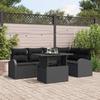 6 Piece Black Poly Rattan Garden Sofa Set with Cushions