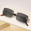 Retro rimless cut-edge tortoiseshell leg sunglasses for women UV protection outdoor street photo all-match
