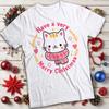Mens and Womens Cute Cat Merry Christmas T-Shirt Tee #MC