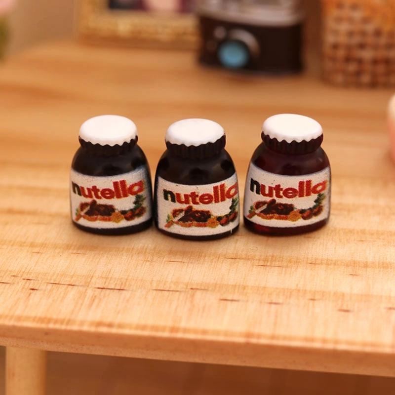 3PCS 1:12 Dollhouse Miniature Food Mini Nut Sauce Jam Model Chocolate Sauce Food Doll Kitchen Toy Accessories