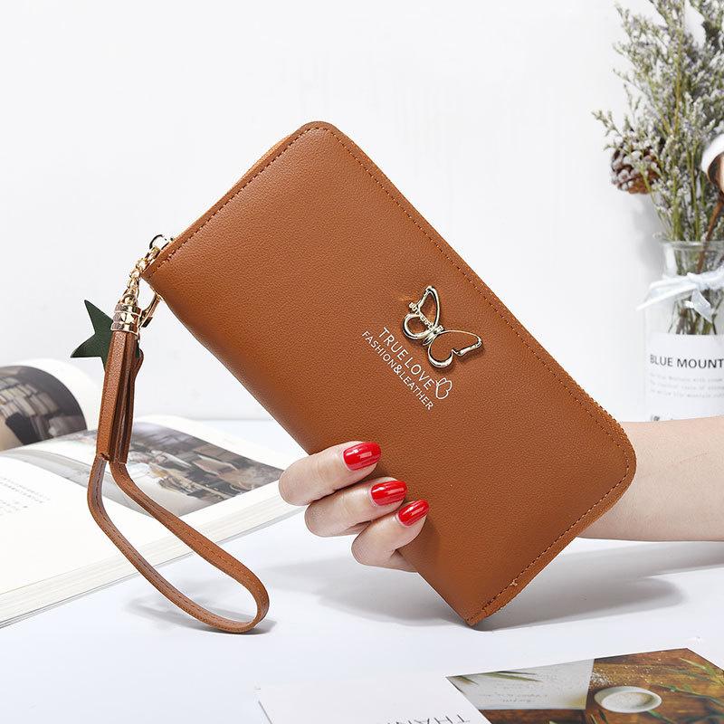 Women Long Zipper Coin Purses Tassel Design Clutch Purse Female Money Credit Card Holder Butterfly Luxury Brand Leather Wallets