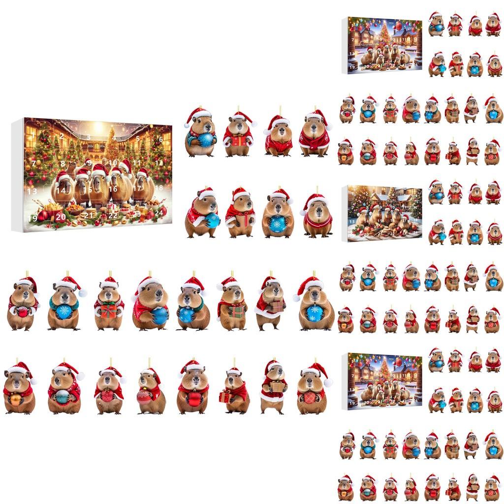 Festive Acrylic Capybara Christmas Countdown Blind Box Fun Collectible For All Ages