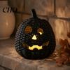 Bol à bonbons en résine noire Panier Citrouille d'Halloween, Lanterne Ornementale Tressée Fausse, Pot d'Éclairage d'Ambiance Mystérieuse Sinistre pour Décoration de Table de Chevet Cheminée