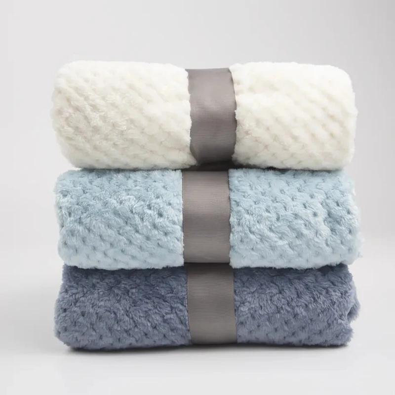 Strip Plush Sofa Towel Knitted Blanket Plaid Sofa Cover Bedside Blankets Living Room Home Decor Throw Blanket Sofa Blanket
