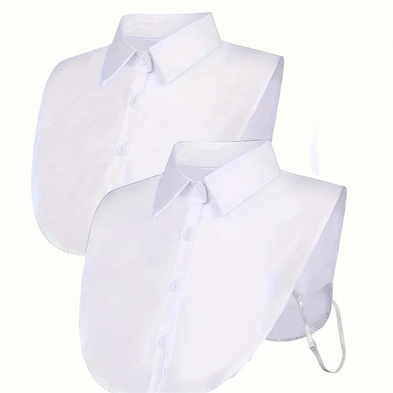 1ks Elegantní poloviční límec, Dámské bezrukávové odnímatelné kusy límce z umělé kůže, Vrstvené vložky do košile z polyesteru, Lze prát v pračce