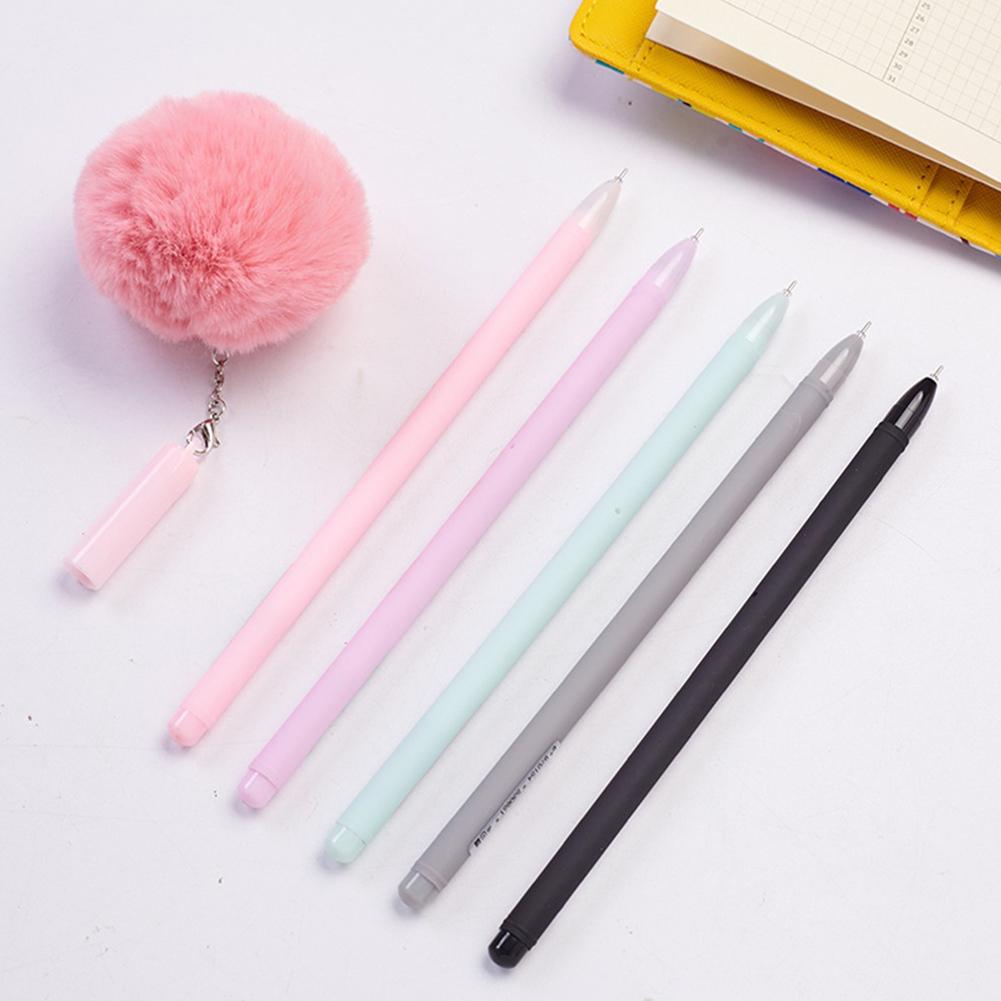 0,5 mm schwarz süße Mädchen Frauen Kunstpelz Pom Ball Anhänger Gel Tinte Stift Geschenk