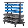 5-Tier Double-Sided Rolling Bin Storage Rack, 68 Plastic Bins, Dual-Sided Parts Organizer with Wheels, Mobile Tool Organizer for Garage, Warehouse,