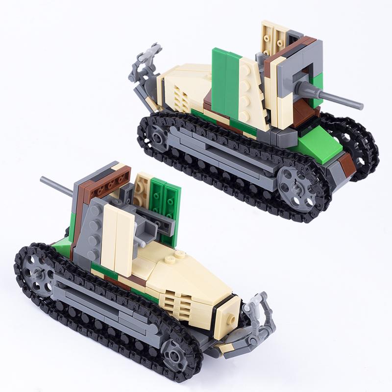 WW2 French Army Soldiers Weapons Building Blocks WW1 Renault FT-17 Main Battle Tank Build Bricks Toys Children Gifts Puzzle DIY