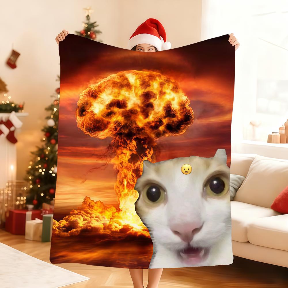 Cat Funny Blanket Soft Throw Blanket for Home Bedroom Bed Sofa Picnic Travel Office Rest Cover Blanket Gift